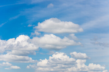 beautiful sparse clouds in the blue sky.Cloudscape.Sunny day. blue sky background with a tiny clouds.Cumulus cloud.