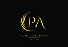 Alphabet Letters PA Monogram Logo, Gold Color Elegant Classical