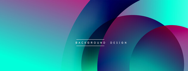 Abstract overlapping lines and circles geometric background with gradient colors