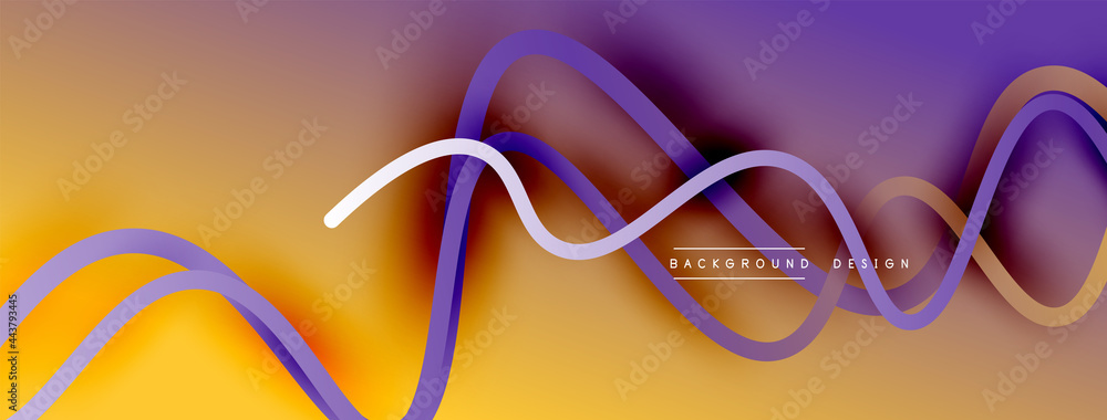 Abstract gradient background with wave line with shadow effect. Geometric composition. 3D shadow effects and fluid gradients