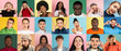 © master1305 - Composite image of surprised people isolated over multicolored background. Web banner