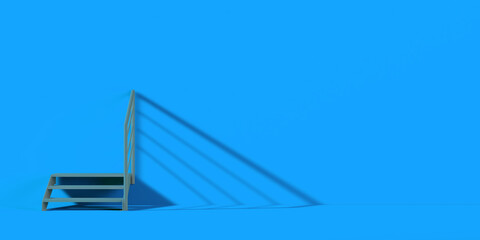 Stairs on blue background. Banner. 3d illustration.