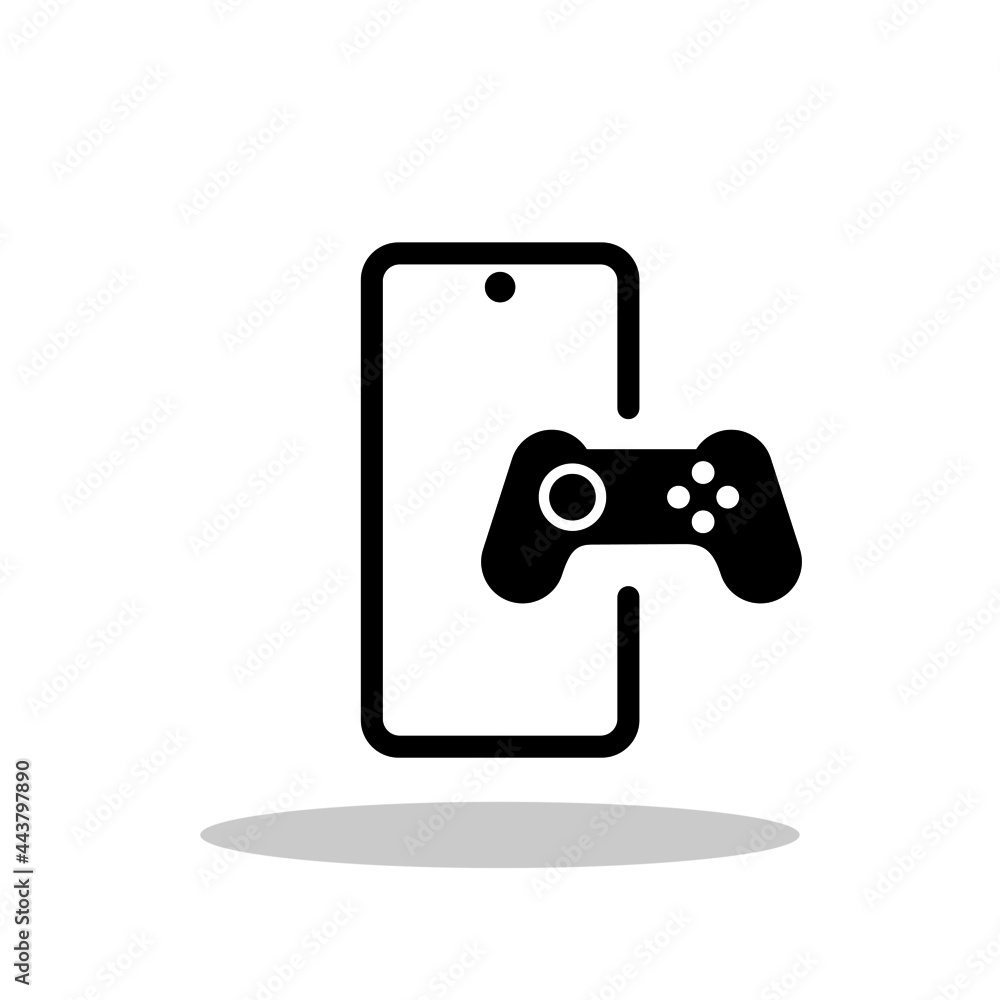 Smartphone with joystick icon in flat style. Mobile gaming symbol for ...