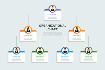 Wall Mural - corporate organizational chart with business avatar icons. business hierarchy infographic elements. 