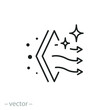 filtration air icon, clean or fresh wind, purification, virus protection, dust cleaner, filter layers, thin line symbol on white background - editable stroke vector illustration eps10