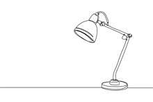 Continuous One Line Of Stylish Lamp In Silhouette On A White Background. Linear Stylized.Minimalist.