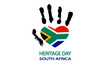 Hand with the flag of south africa for heritage day, vector art illustration.