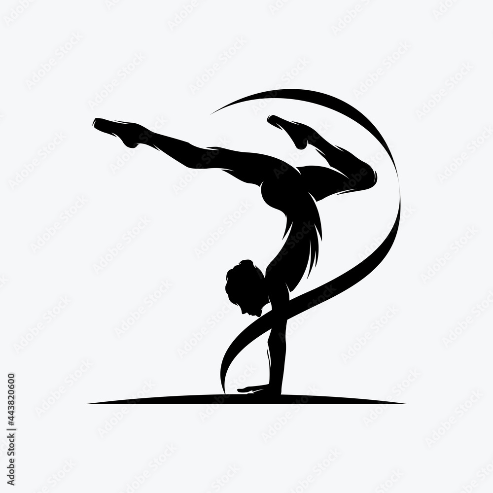Fitness Gymnastic Logo Silhouette Sportswoman Vector Stock Vector | Adobe  Stock, image size:1000x1000