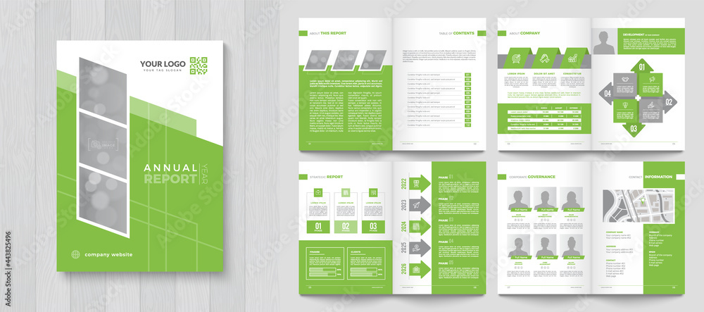 Corporate Annual Report with a cover. Brochure, Folder, Presentation, Leaflet. A4 format. - obrazy, fototapety, plakaty 