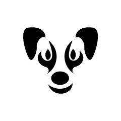 Vector black dog head silhouette.