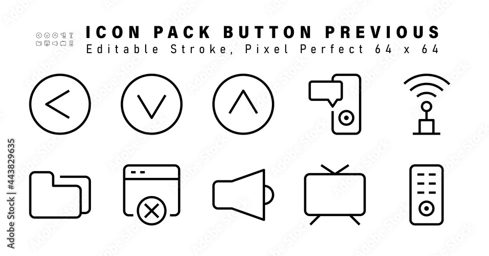 Icon Set of Button Previous Line Icons. Contains such Icons as Wifi ...