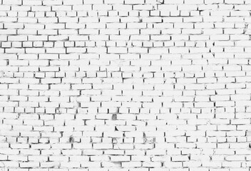 White grunge brick wall background. Painted texture