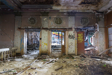 Wall Mural - abandoned house of culture with columns