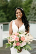 African American bride in wedding dress