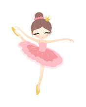 Cute Ballerina Isolated On White Background. Vector Illustration