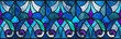 Sketch of a blue stained glass window. Abstract stained-glass background. Art Nouveau decor for interior. Vintage. Seamless pattern. Luxury modern interior. Transparency. Blue and purple colors.