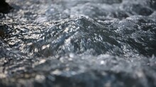 Slow Motion Surface Boiling Water In The Mountan River