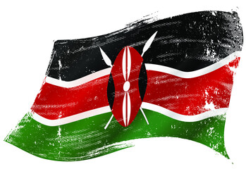 Wall Mural - A kenyan flag in the wind with a texture