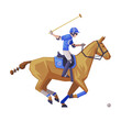 Polo Sport Player Galloping on Racing Horse Vector Illustration
