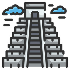 chichen itza line icon