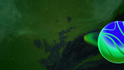 Wall Mural - abstract outer space colorful background with moving planet surrounded by rings. motion. galaxy with