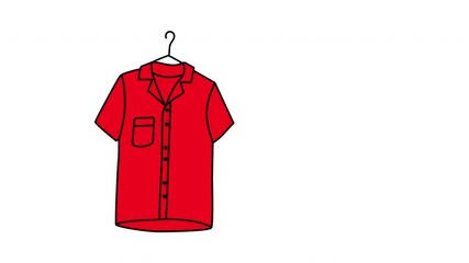 Wall Mural - Short-sleeved shirt, casual clothing seamless looped animation. Red color. White background.