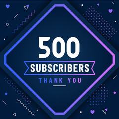 Thank you 500 subscribers celebration modern colorful design.