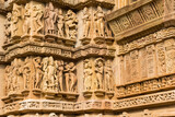 Fototapeta  - Detailed sculpture of the erotic temples in Khajuraho