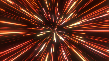 Wall Mural - through space, starfield. abstract particles, neon rays background.