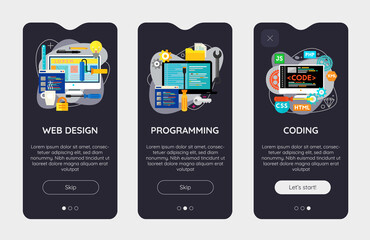 Wall Mural - trendy design and development mobile app splash onbard screens
