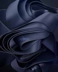 Wall Mural - folded black ribbon shape. vector 3d illustration. abstract layered bundle