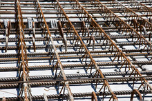 Grid Of Metal Rods At Construction Site