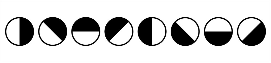 Black moon phases, set icon on white background. Vector illustration.	