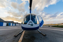Small Helicopter On The Runway