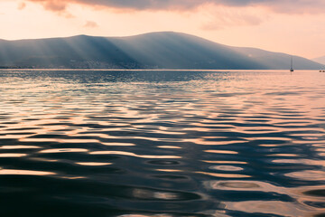 Beautiful sea and mountain at sunset