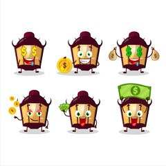 Poster - Halloween lamp cartoon character with cute emoticon bring money