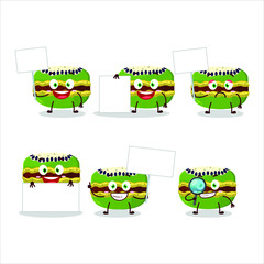 Sticker - Kiwi macaron cartoon character bring information board. Vector illustration