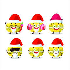 Sticker - Santa Claus emoticons with mango macaron cartoon character. Vector illustration