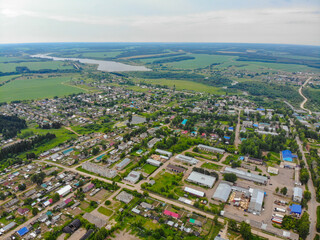 Aerial view of the village (Kumeny, Kirov region, Russia)