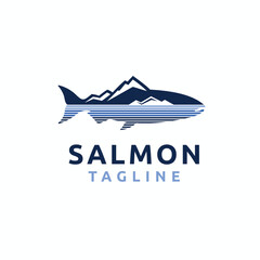 Wall Mural - Salmon logo with lake concept