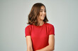 © SHOTPRIME STUDIO - cute brunette red tshirt fashion hair care