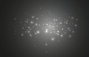 Glowing light effect with many glitter particles isolated on transparent background. Vector star cloud with dust.	