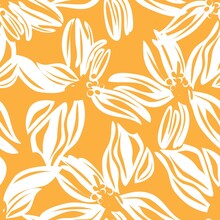 Orange Floral Seamless Pattern Background