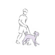 © Sregep Studio - Vector illustration Young man walking with his dog