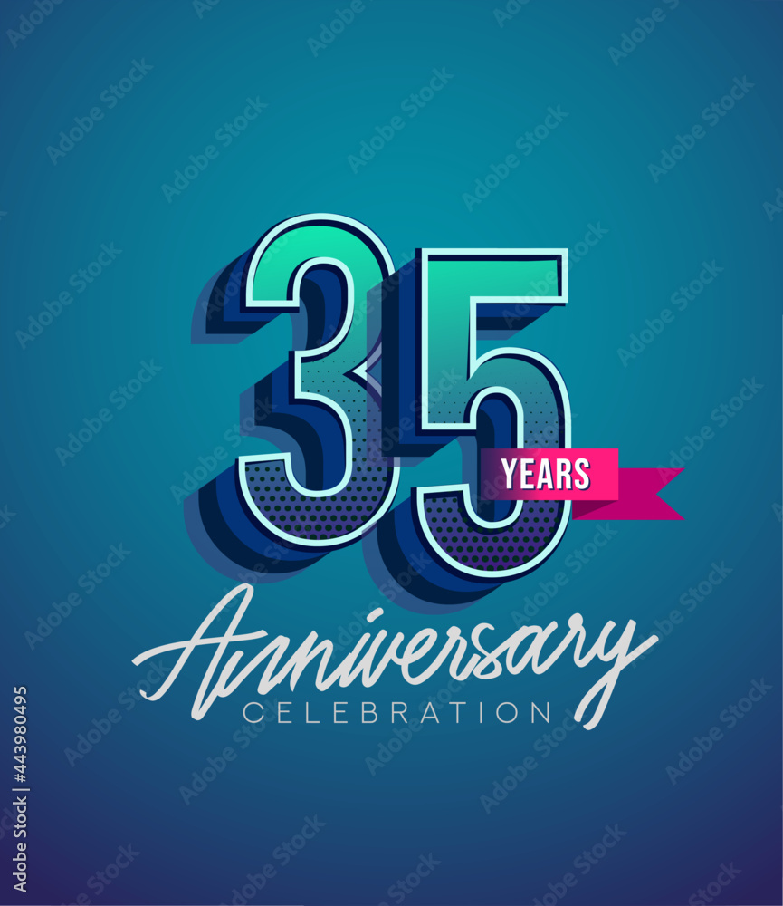 35th Anniversary Logo Design With Ribbon, Elegant Anniversary Logo With ...