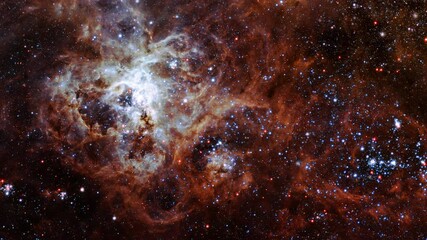Wall Mural - flying into deep space to the tarantula nebula also known as 30 doradus, h ii region in the large ma