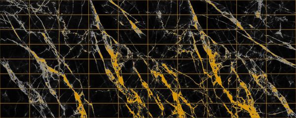 Wall Mural - Panorama image of black marble stone texture for background or luxurious tiles floor and wallpaper decorative design.