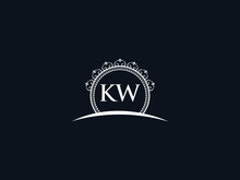 Luxury KW Letter, Initial Black Kw Logo Icon Vector For Hotel Heraldic Jewelry Fashion Royalty With Brand Identity And Print Template Image