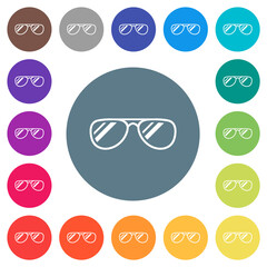 Sticker - Glasses with glosses flat white icons on round color backgrounds