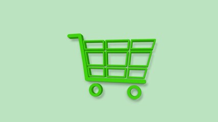 Aufkleber - Shopping basket 3d icon isolated on green background. Online buying concept. 4k